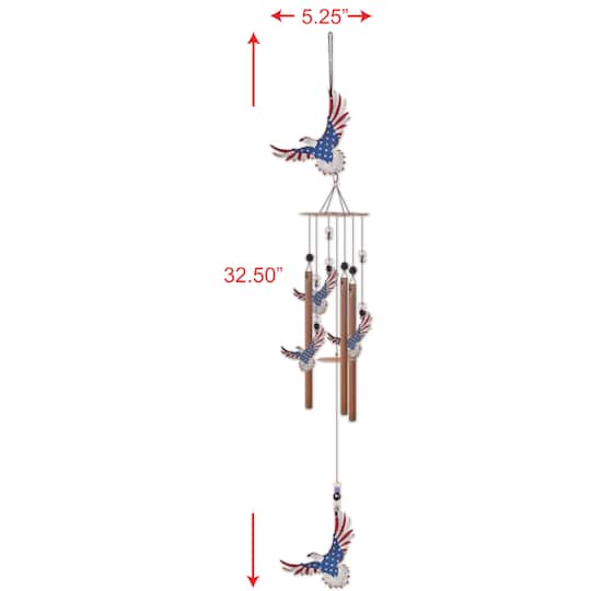 Sunset Vista Designs® 32" Metal Patriotic Soaring Eagle Wind Chime